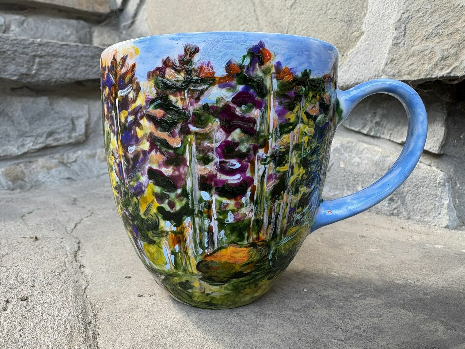 Porcelanowy kubek ręcznie malowany Las wieczorem - 300 ml