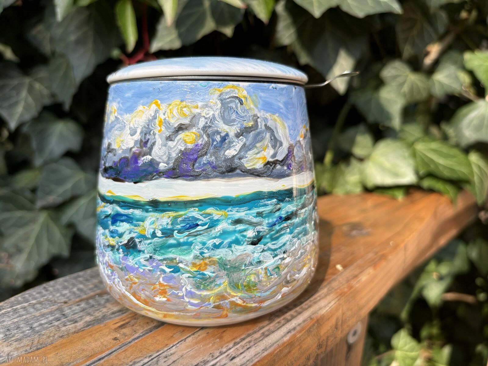 Porcelanowy kubek z zaparzaczem 500 ml - Nad Bałtykiem