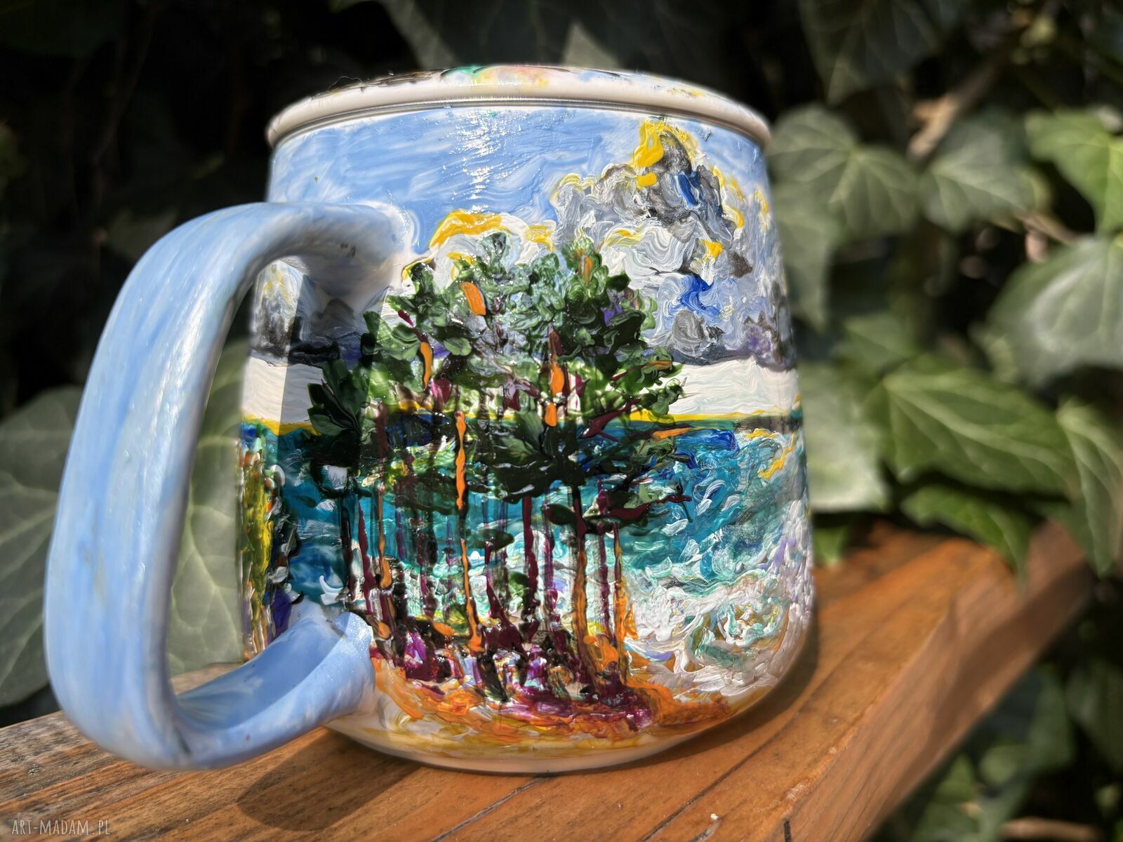 Porcelanowy kubek z zaparzaczem 500 ml - Nad Bałtykiem