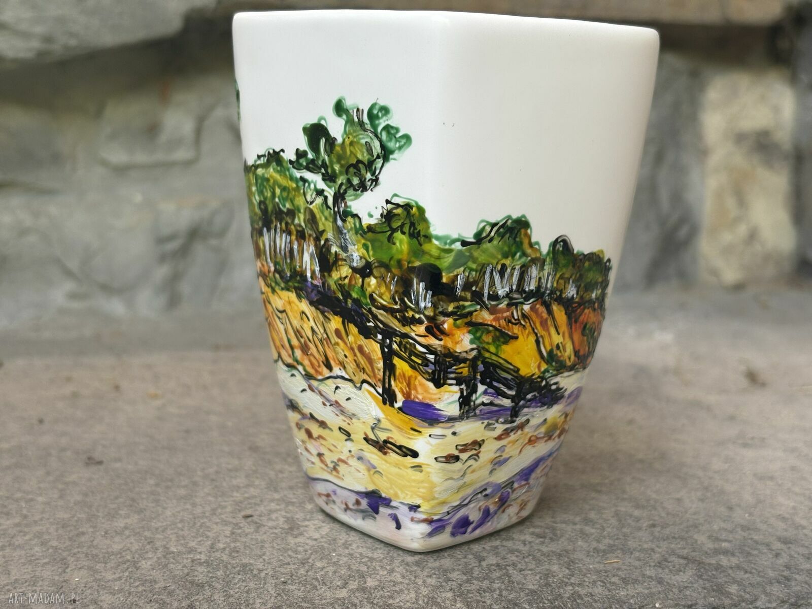 Porcelanowy kubek ręcznie malowany - Nad Bałtykiem (350 ml)