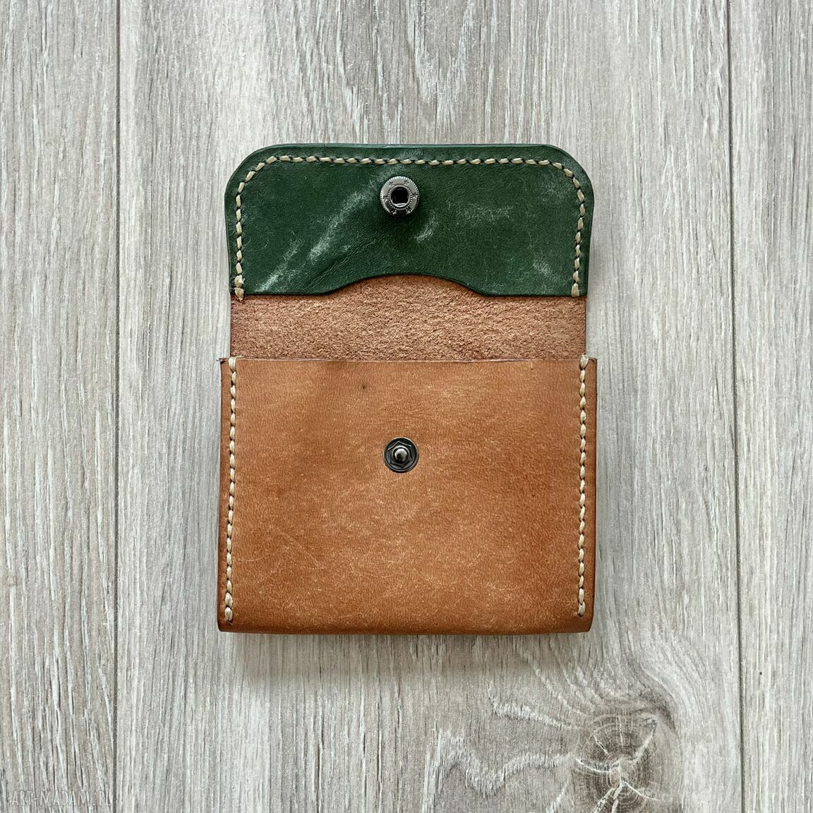 portfele: Portfel brązowy ze skóry ręcznie uszyty. HandMade