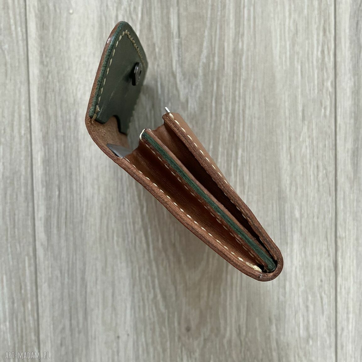 portfele: Portfel brązowy ze skóry ręcznie uszyty. HandMade