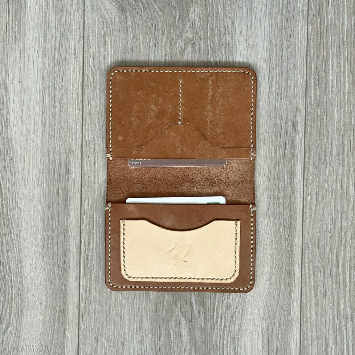 portfele: Portfel brązowy ze skóry ręcznie uszyty. HandMade