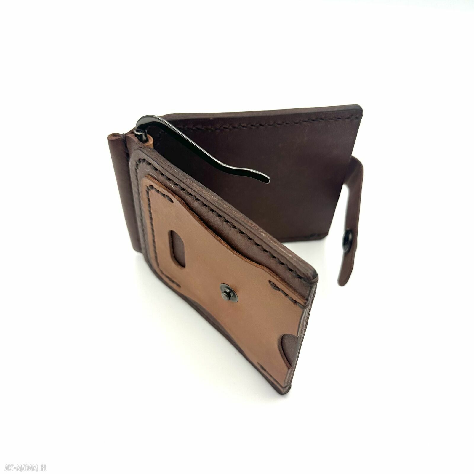 portfele: Portfel brązowy ze skóry ręcznie uszyty. hand made