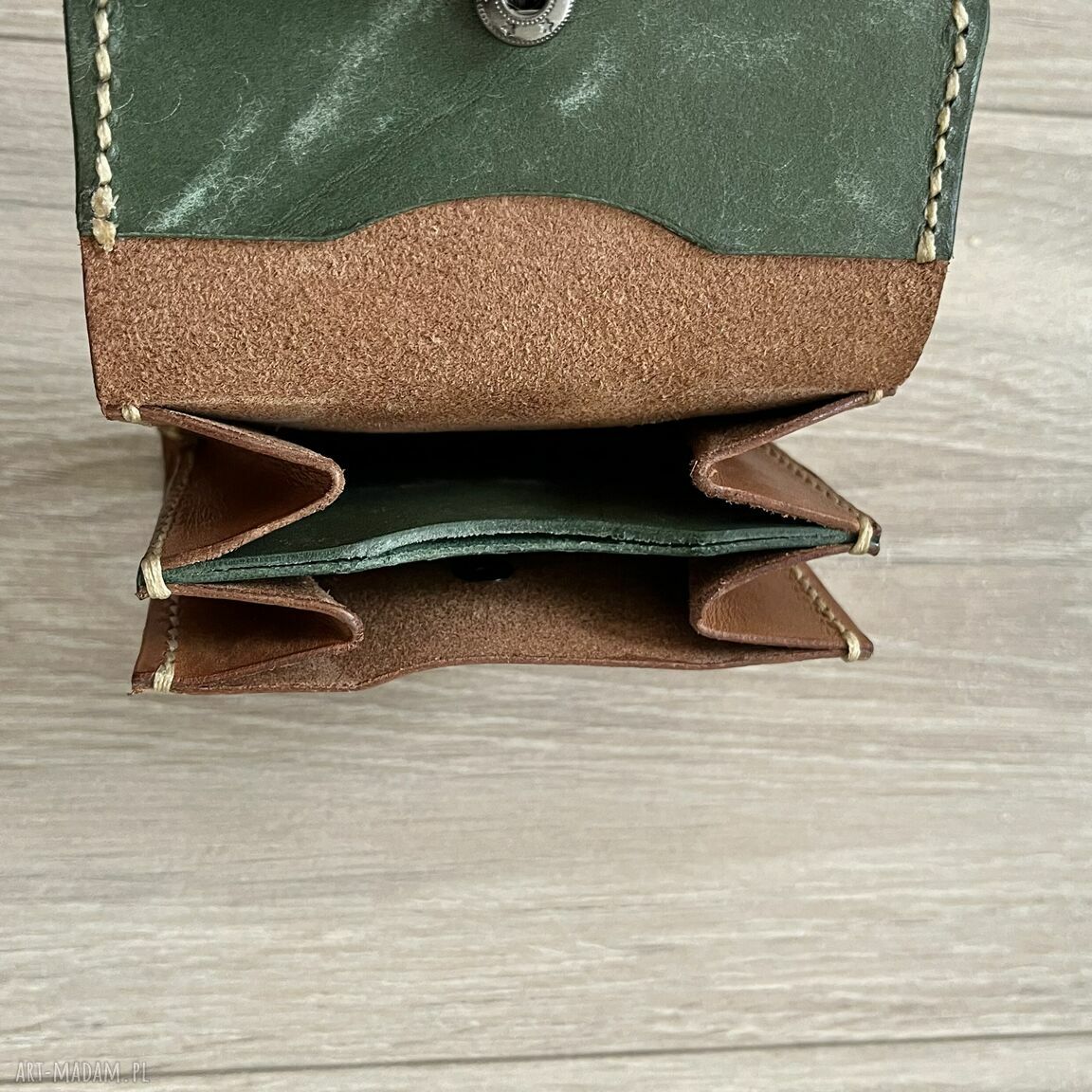 portfele: Portfel brązowy ze skóry ręcznie uszyty. HandMade