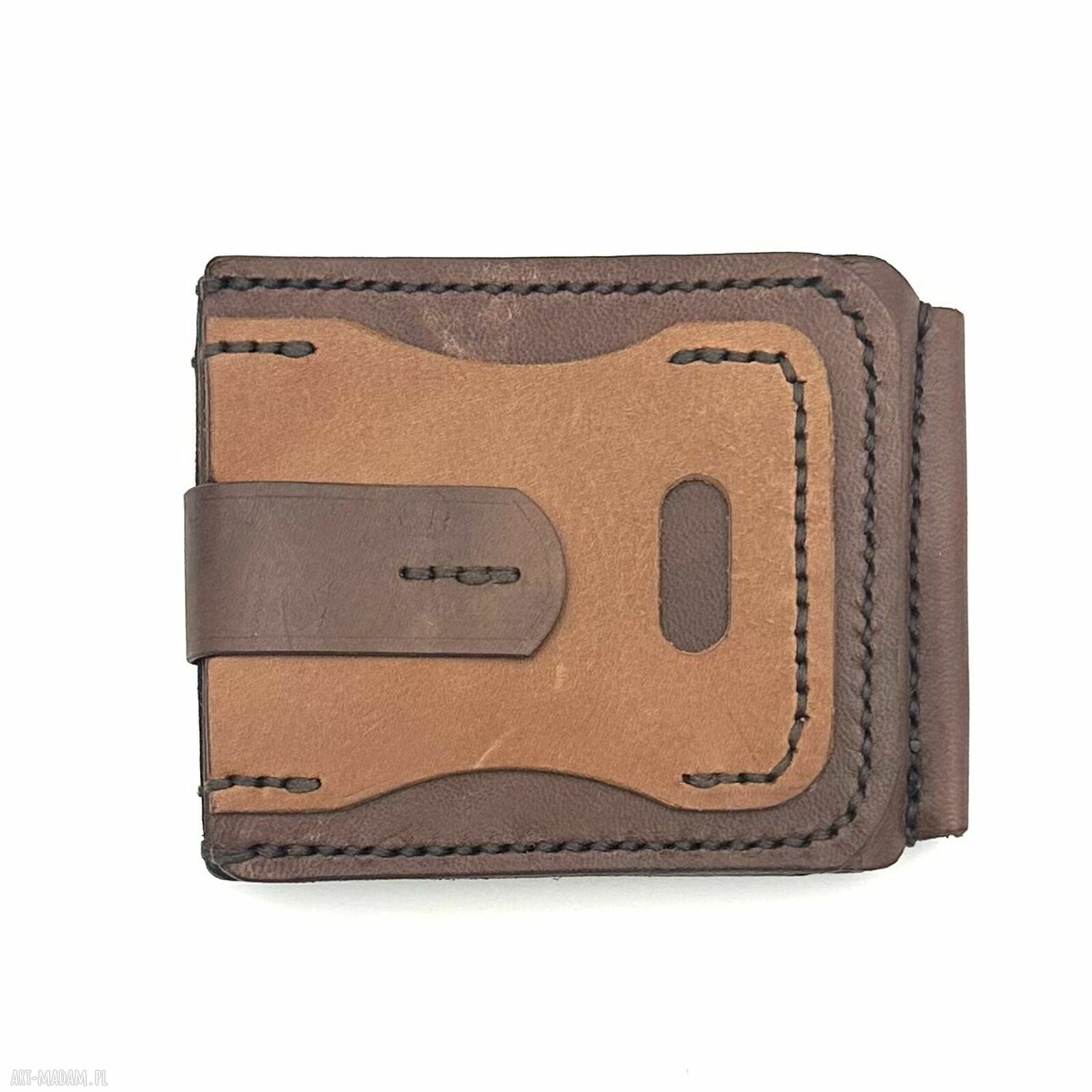 portfele: Portfel brązowy ze skóry ręcznie uszyty. hand made