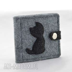 portfel - mini z kotem - szary i grafit