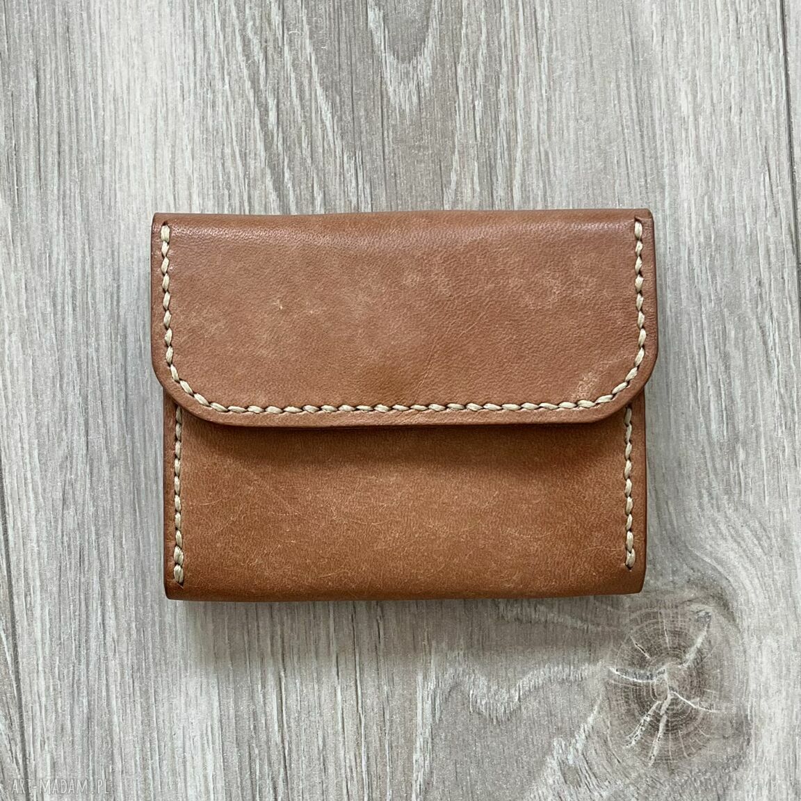 portfele: Portfel brązowy ze skóry ręcznie uszyty. HandMade