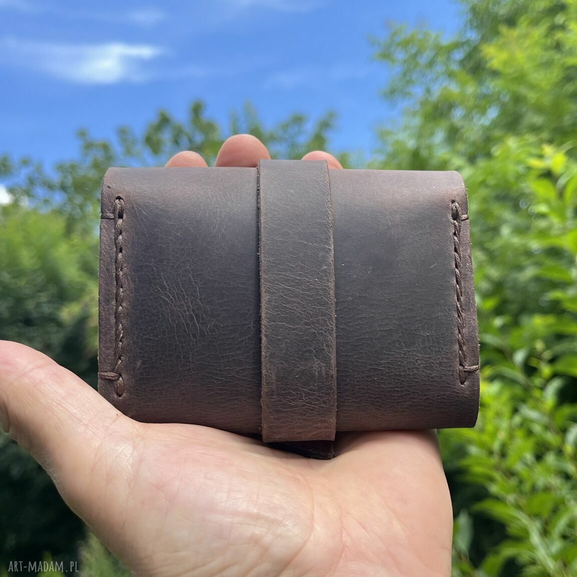 portfele: Portfel skórzany brązowy ręcznie uszyty Vintage. hand made