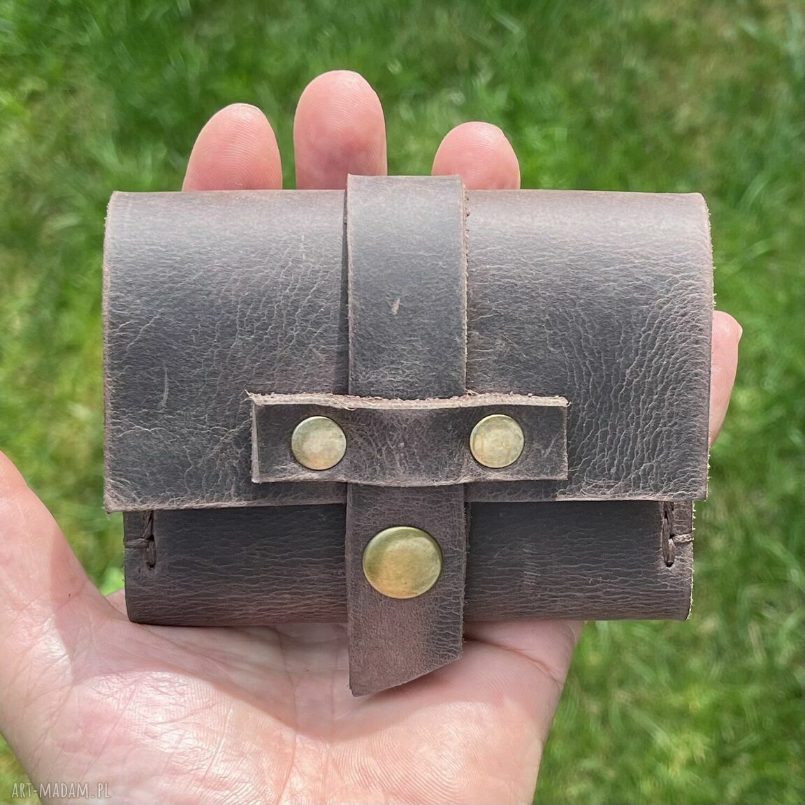 portfele: Portfel skórzany brązowy ręcznie uszyty Vintage. hand made