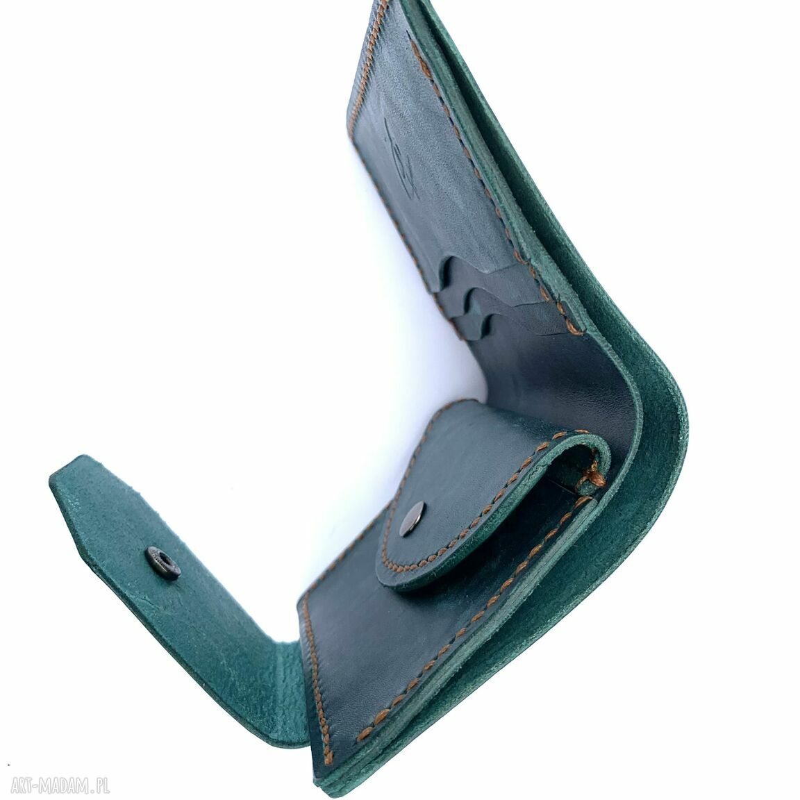 portfele: Portfel turkusowy damski na bilon ze skóry uszyty ręcznie. robione