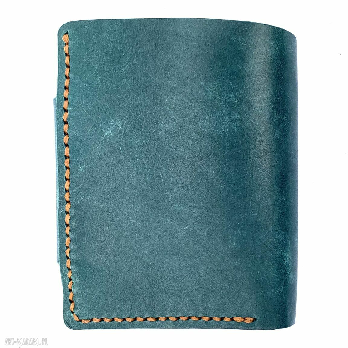 portfele: Portfel turkusowy damski na bilon ze skóry uszyty ręcznie. robione