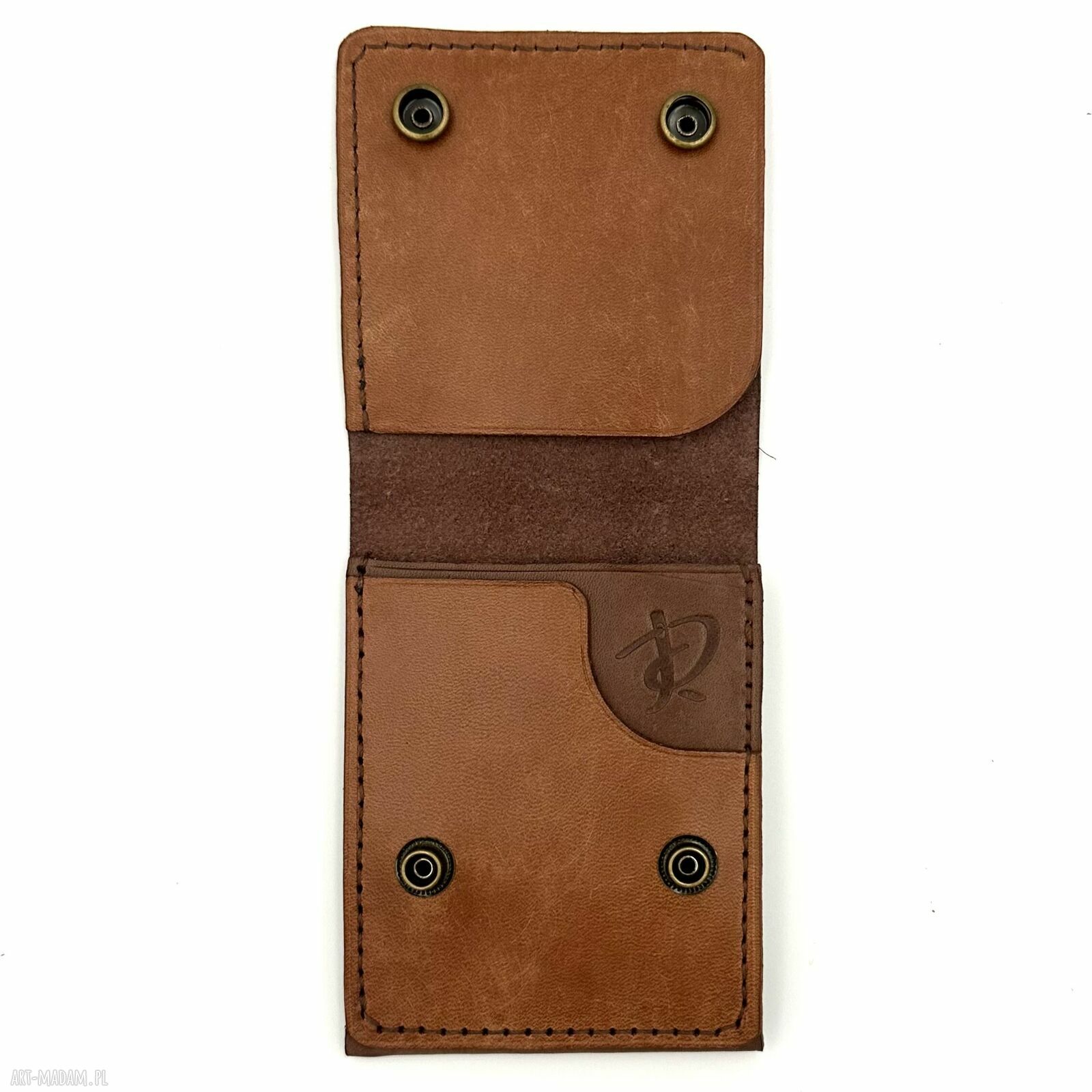 portfele: Portfel w odcieniach brązu ze skóry ręcznie uszyty na karty. handmade