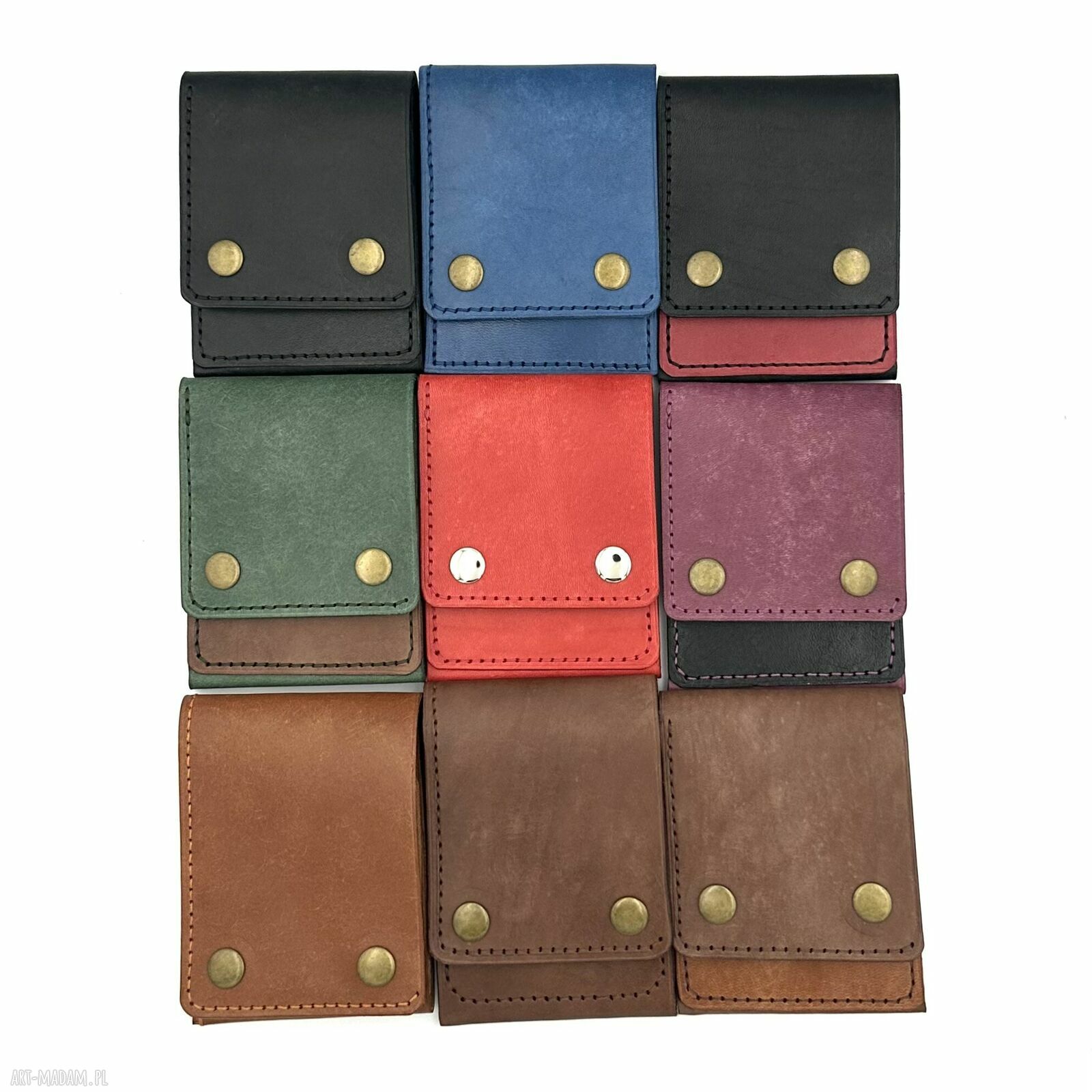 portfele: Portfel w odcieniach brązu ze skóry ręcznie uszyty na karty. handmade