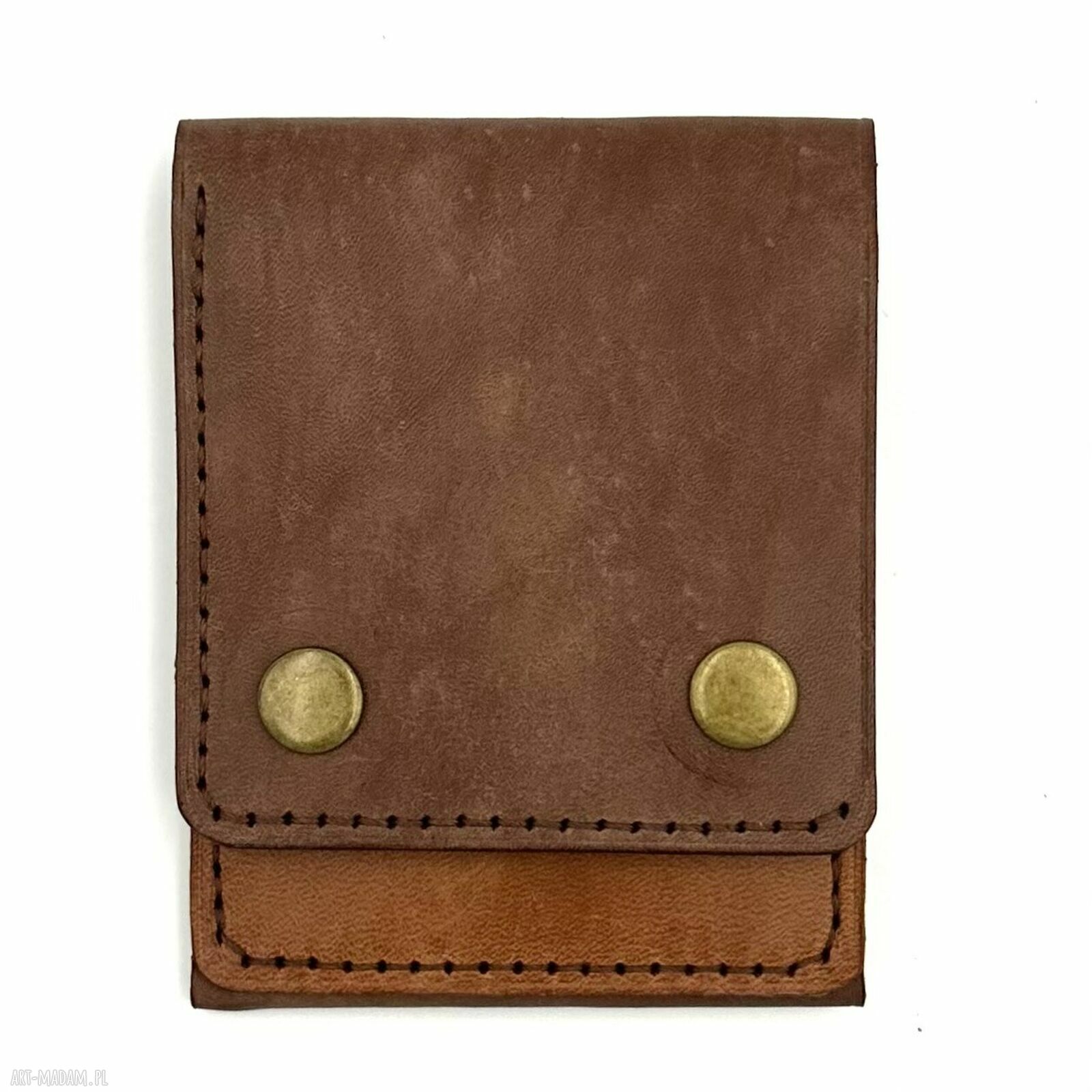 Portfel odcieniach brązu skóry ręcznie uszyty karty brązowy męski