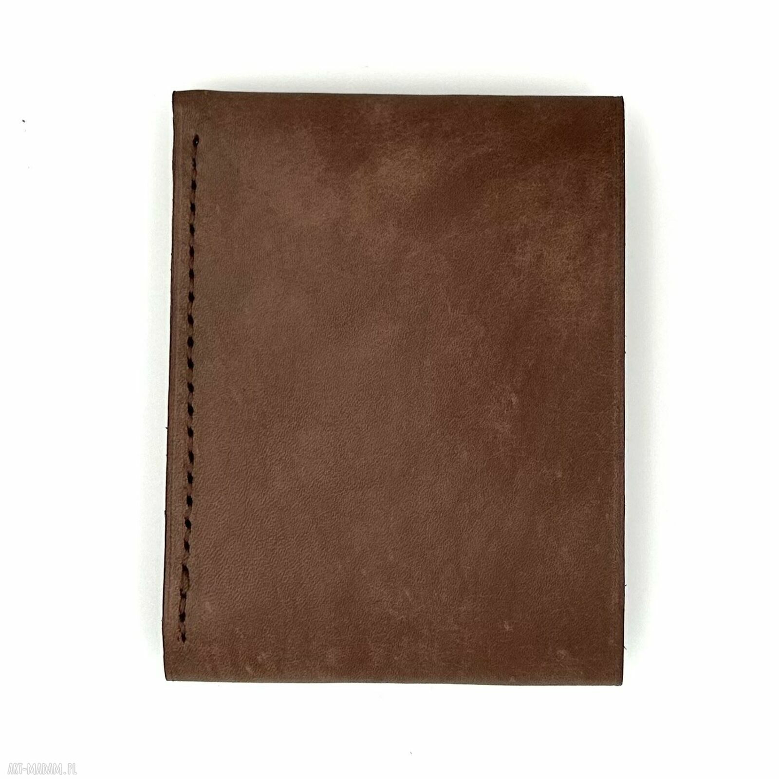 portfele: Portfel w odcieniach brązu ze skóry ręcznie uszyty na karty. handmade