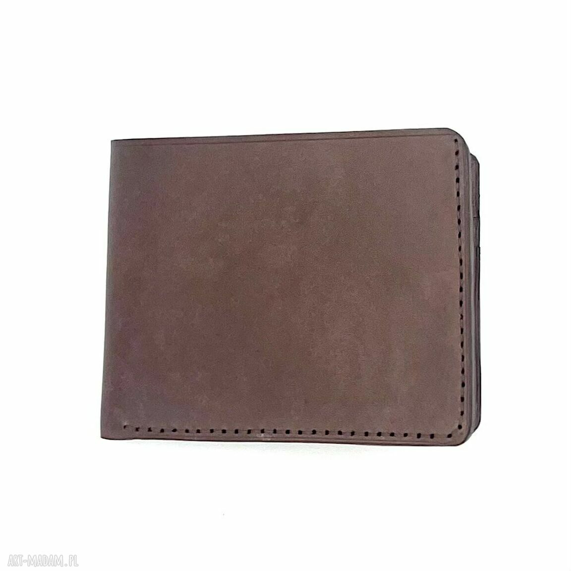 portfele: Brązowy portfel skórzany uszyty na karty. ręcznie wykonane