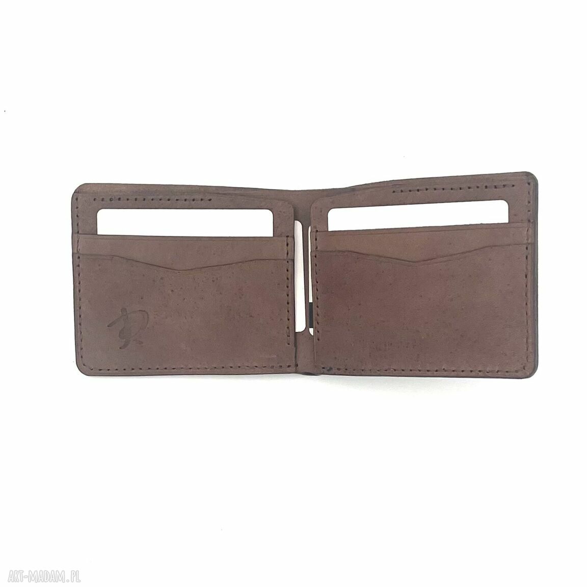 portfele: Brązowy portfel skórzany uszyty na karty. ręcznie wykonane