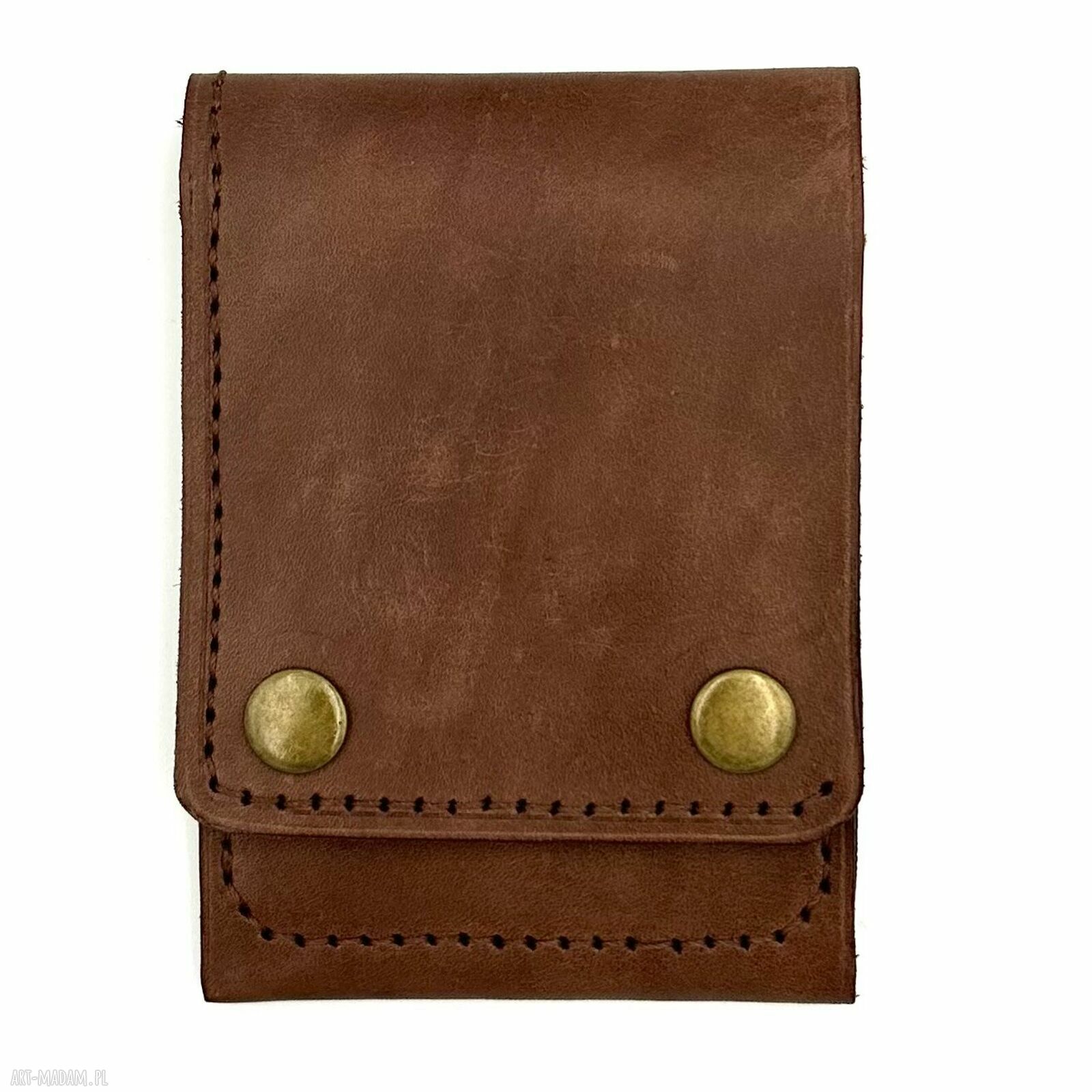 Ciemno brązowy portfel skórzany karty damski męski skóry ręcznie