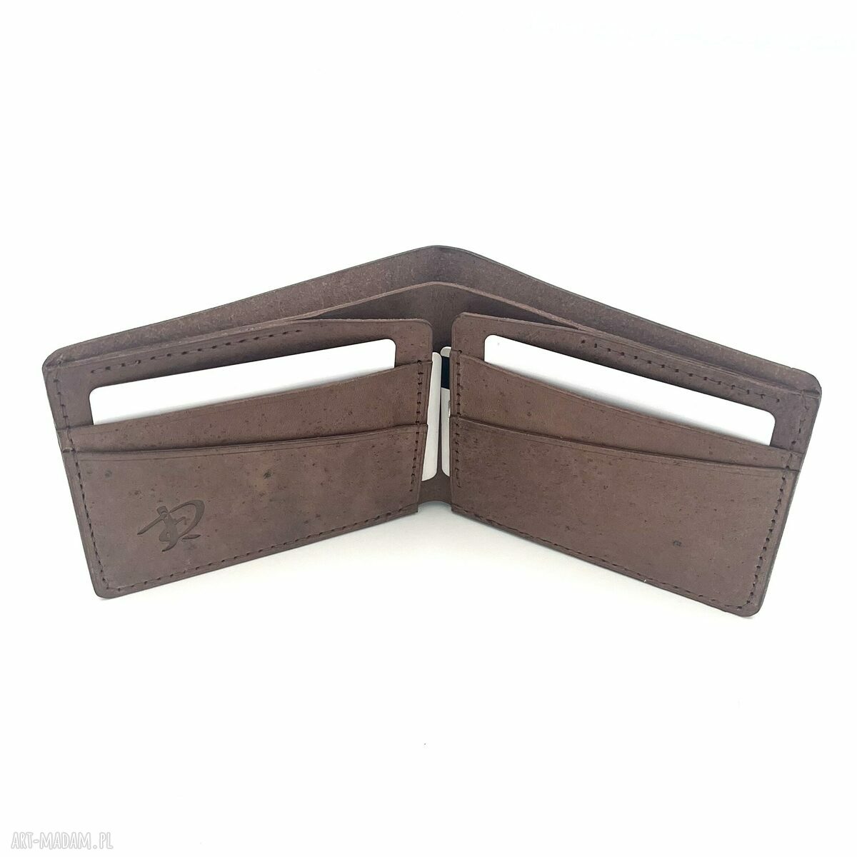 portfele: Ciemno brązowy portfel skórzany ręcznie uszyty. wykonane