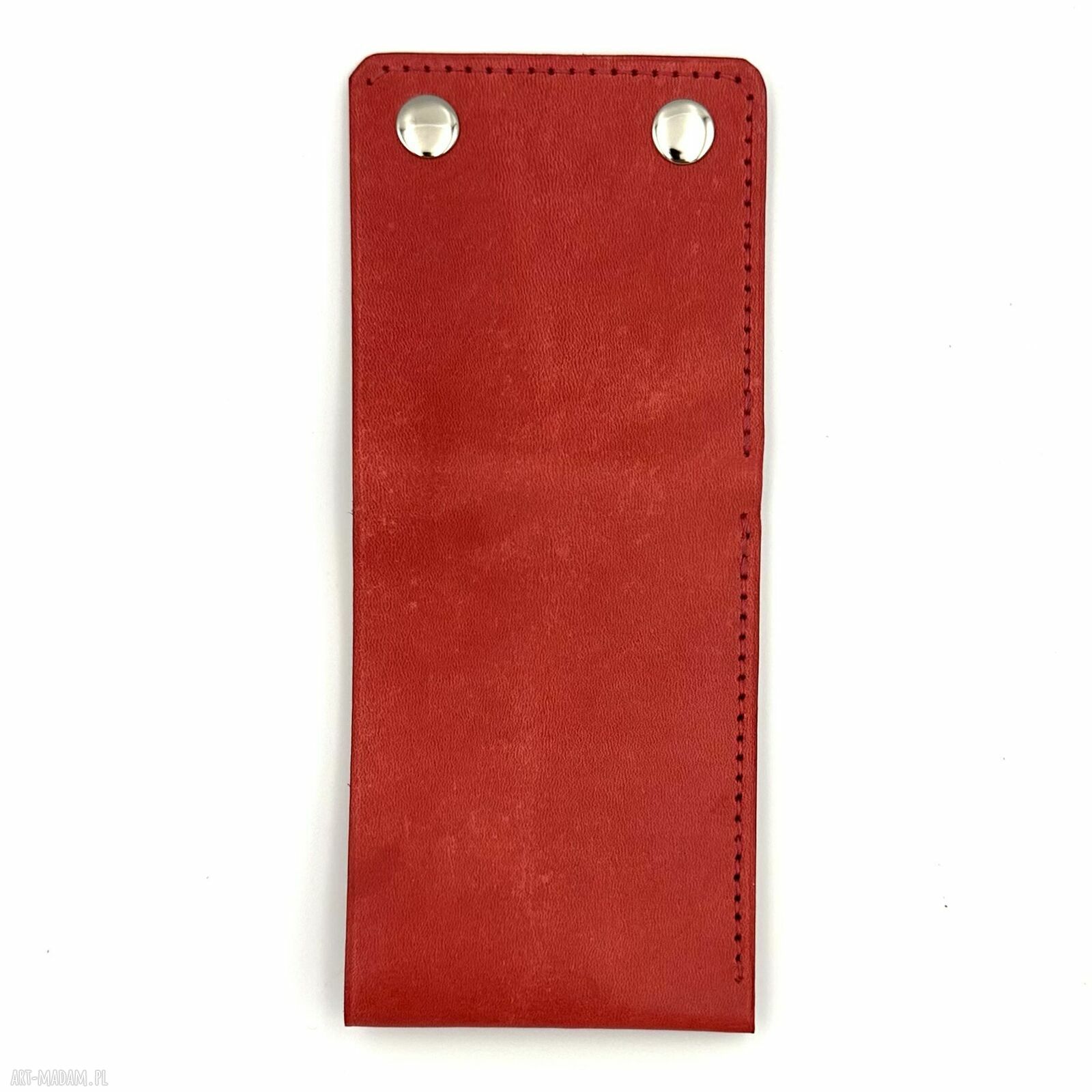 portfele: Czerwony portfel skórzany ręcznie uszyty na karty i banknoty. handmade