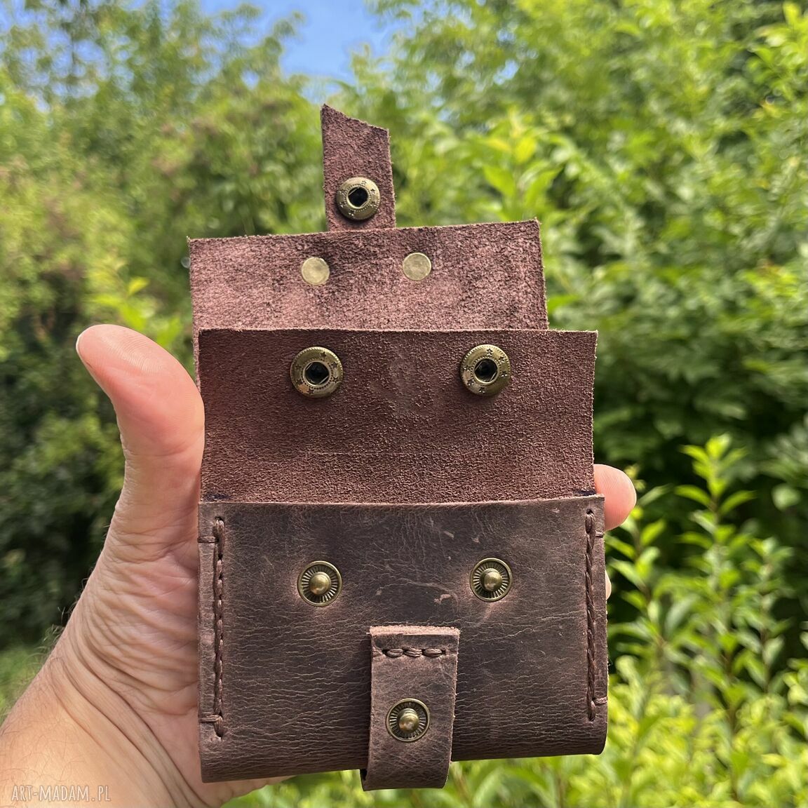 portfele: Portfel skórzany brązowy ręcznie uszyty Vintage. hand made