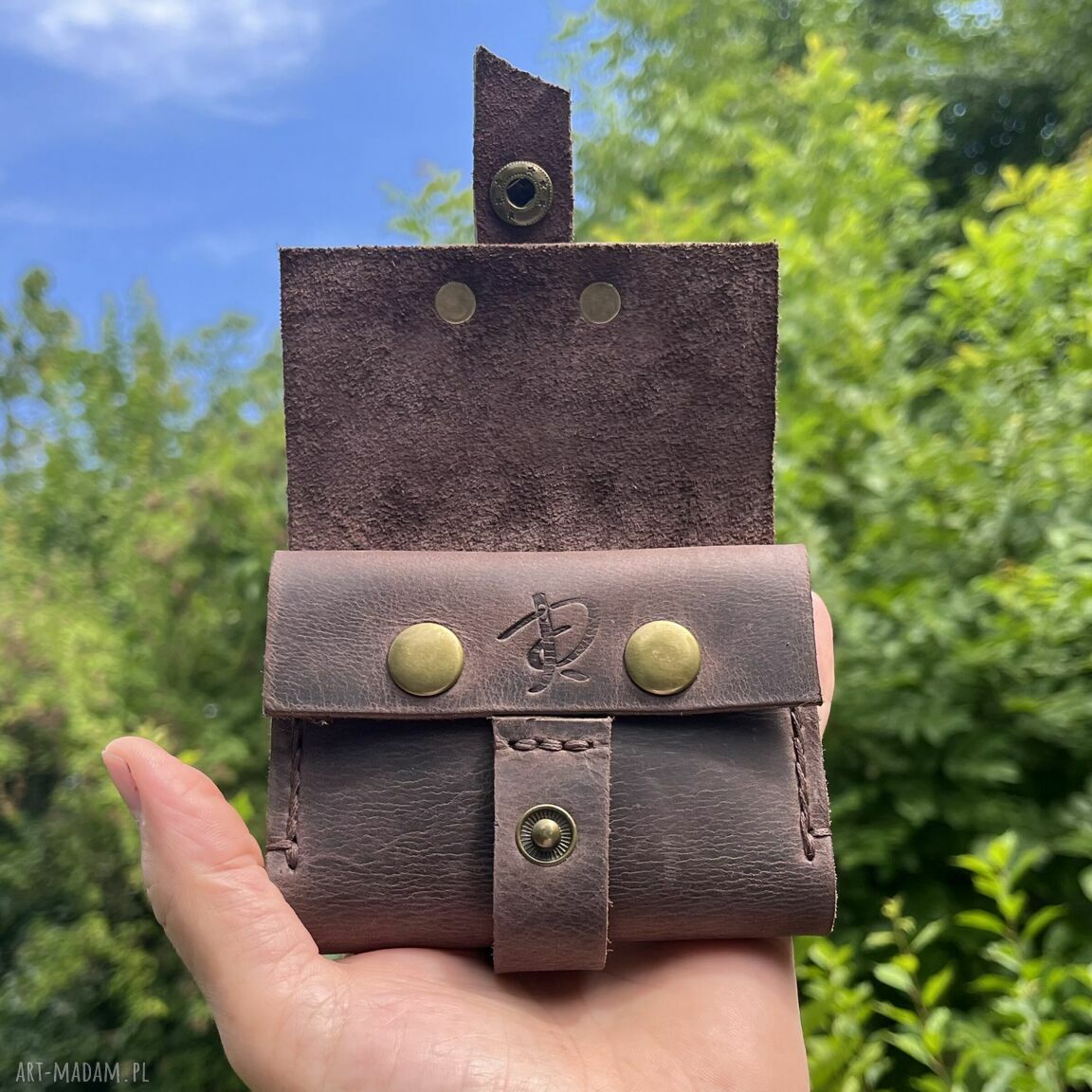 portfele: Portfel skórzany brązowy ręcznie uszyty Vintage. hand made
