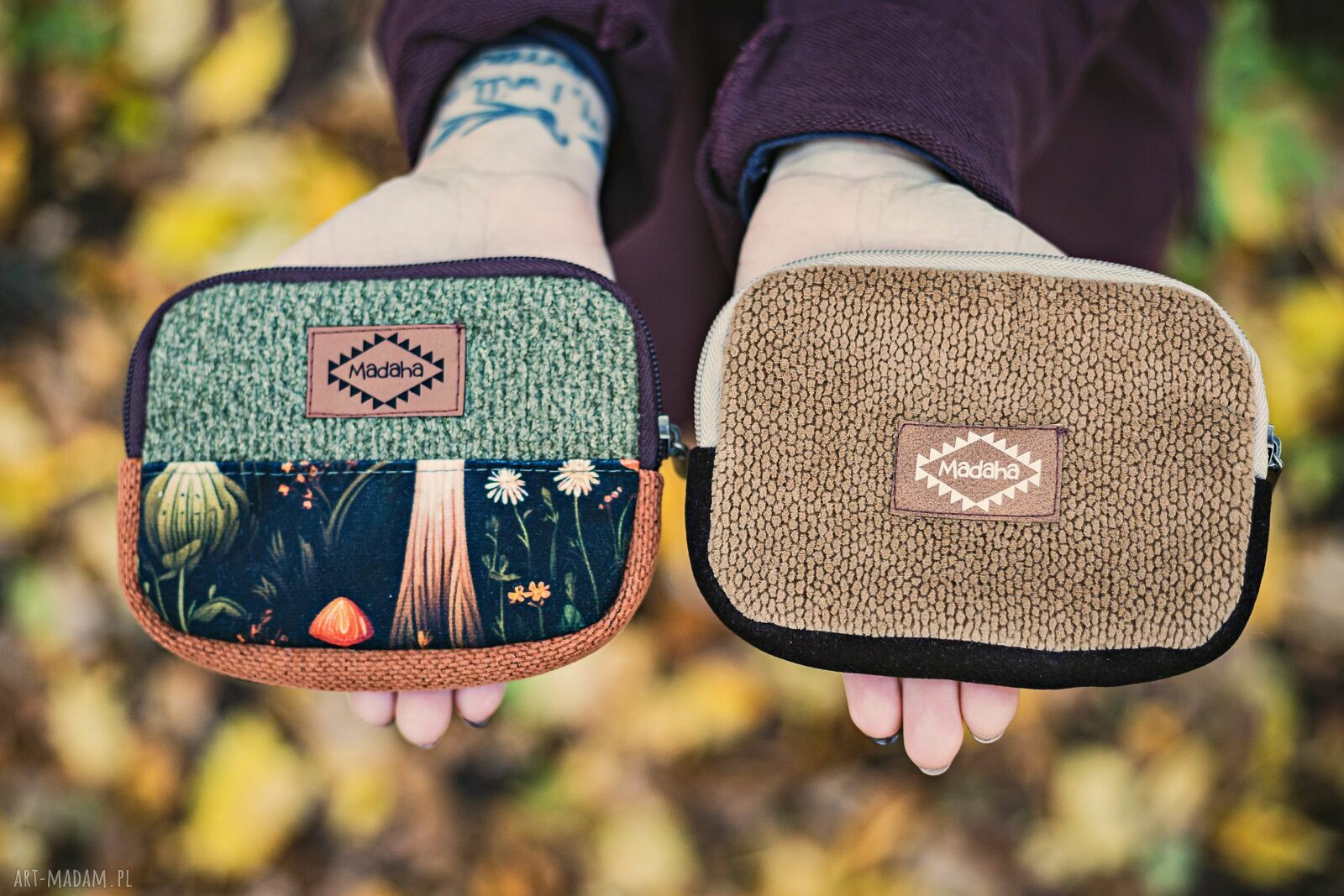 Mały portfelik damski handmade patchwork z tkaniny z odzysku