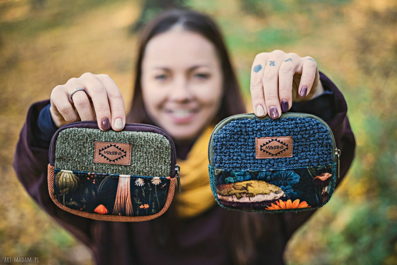 Mały portfelik damski handmade patchwork z tkaniny z odzysku