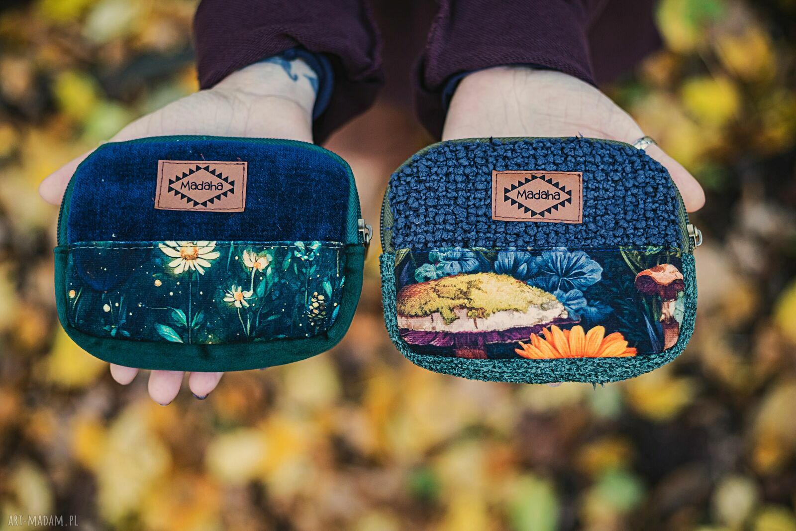 Mały portfelik handmade patchwork z tkaniny z odzysku