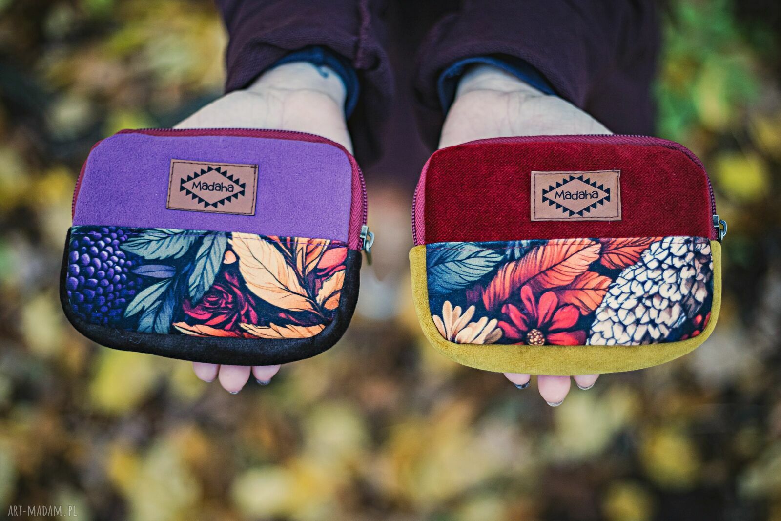Mały portfel damski handmade patchwork z tkaniny z odzysku