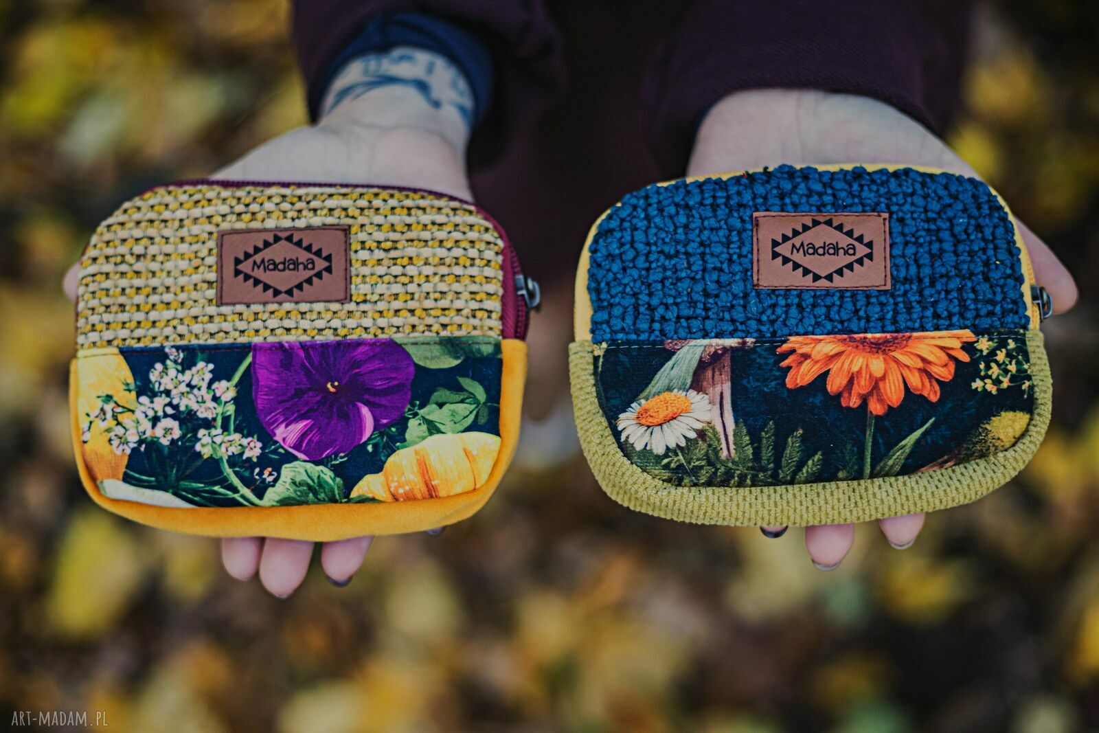 Kolorowy portfelik handmade patchwork z tkaniny z odzysku