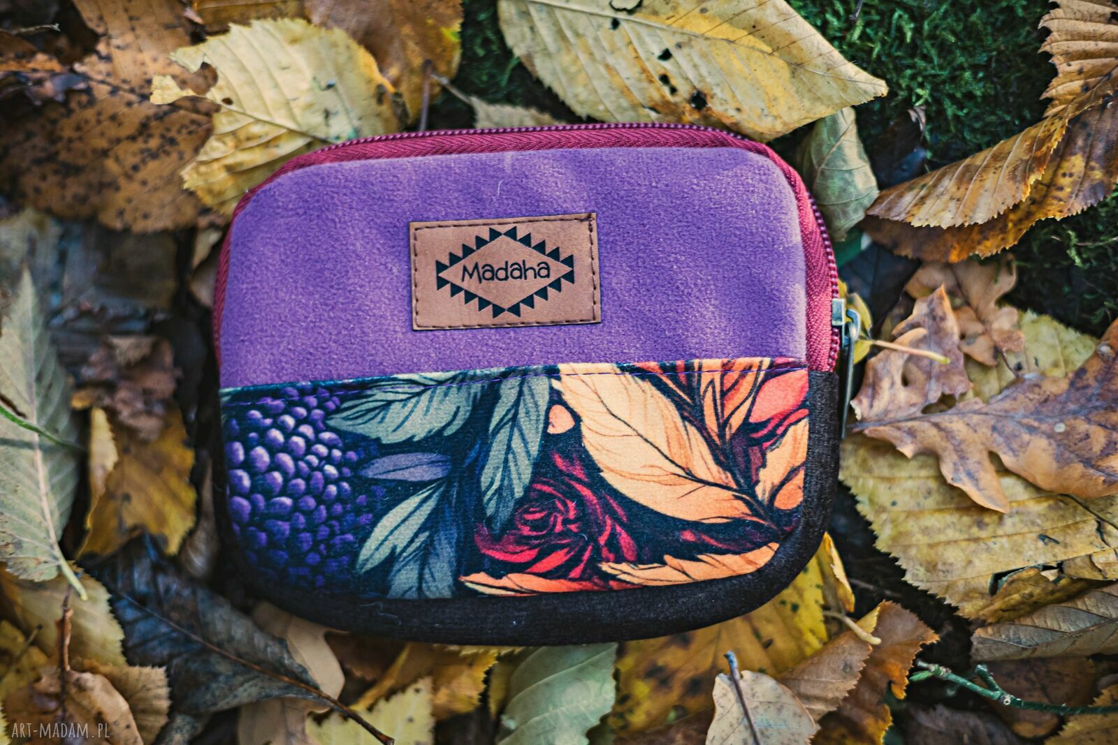 Mały portfel damski handmade patchwork z tkaniny z odzysku