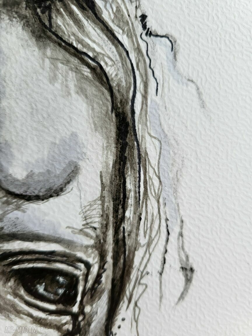 Portret konia - ręczna grafika tuszem i piórkiem Agnieszka Antczak