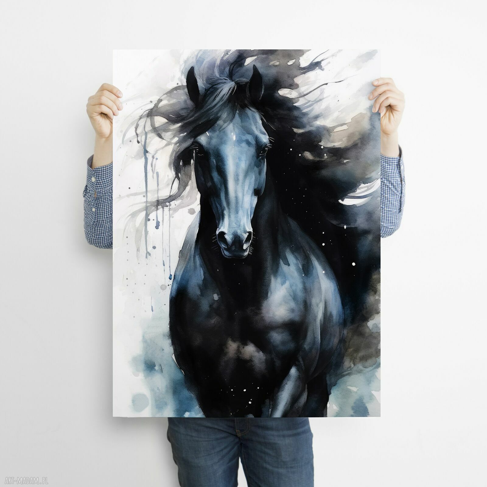 Portret konia 4 - grafika na plakacie A3 dla koniarzy