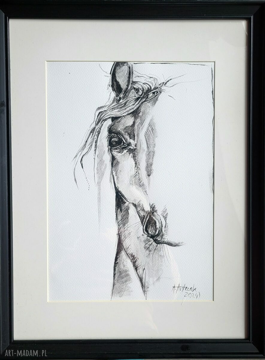 Portret konia - ręcznie robiona grafika dla miłośniczek koni