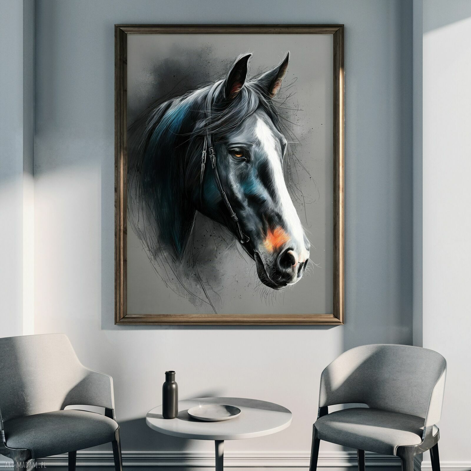 Portret konia 2 - grafika na plakacie A3 dla koniarzy (bez ramki)