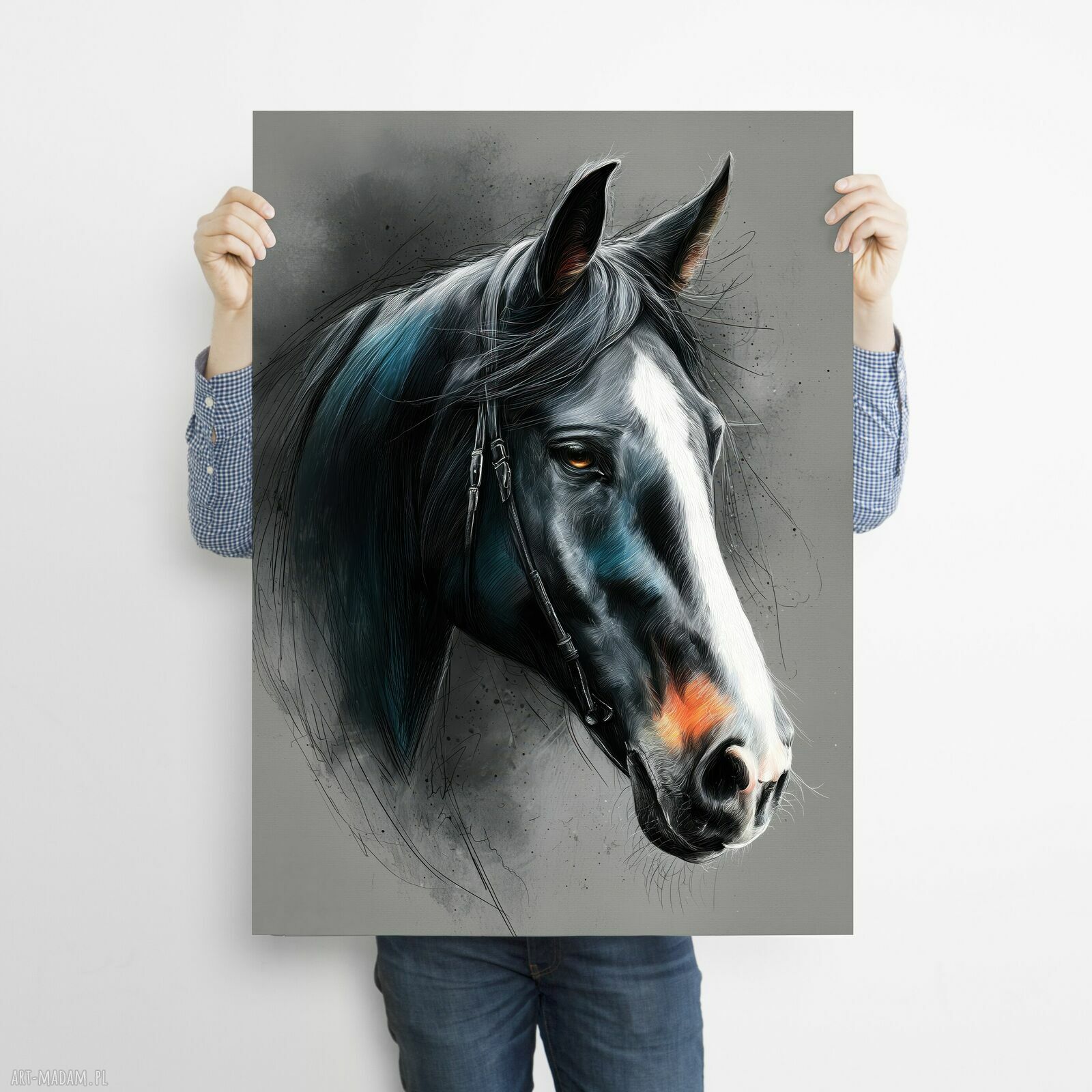 Portret konia 2 - grafika na plakacie A3 dla koniarzy (bez ramki)