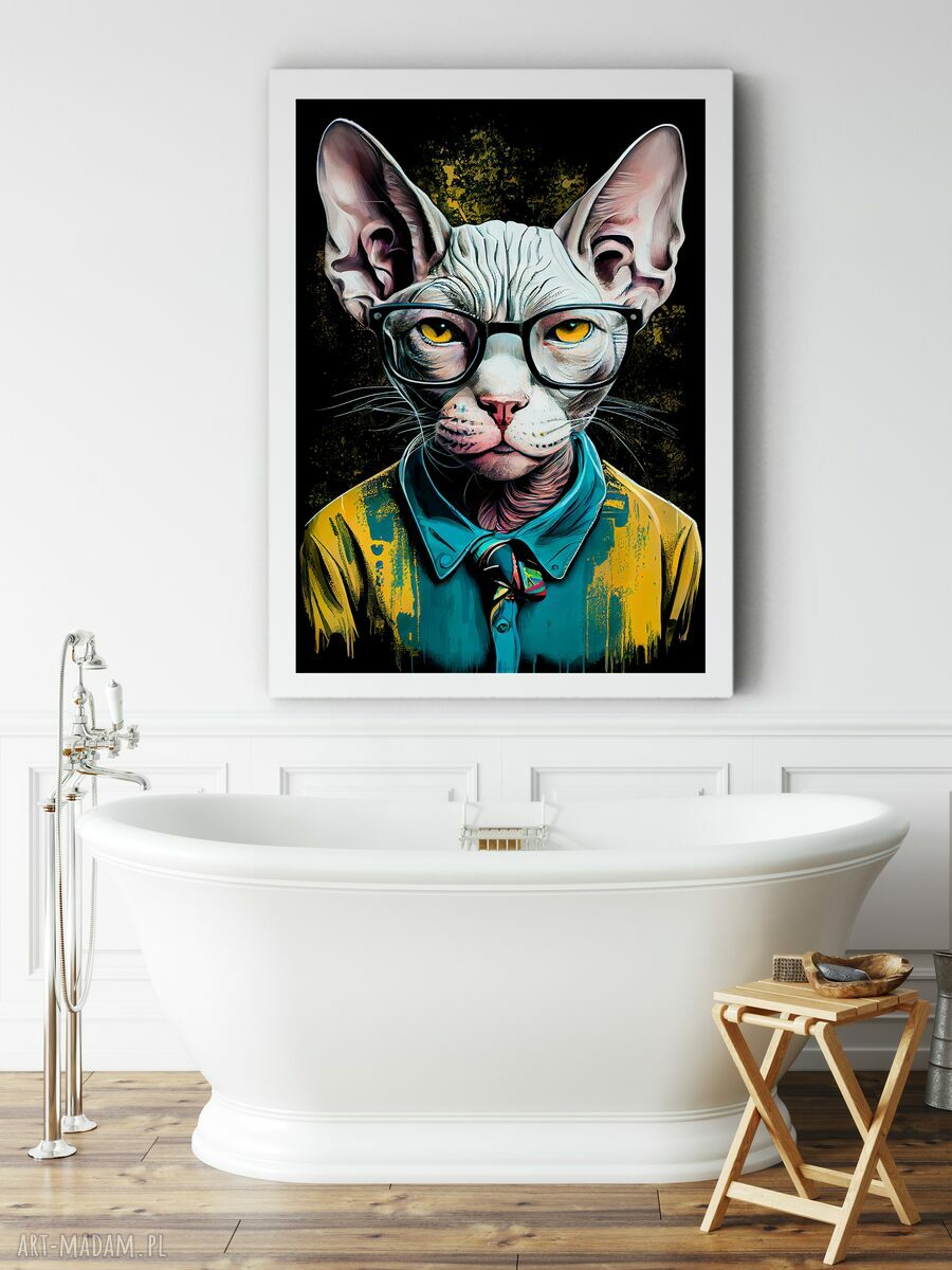 Portret kota hipsterskiego - Zigi - wydruk na płótnie 50x70 cm B2
