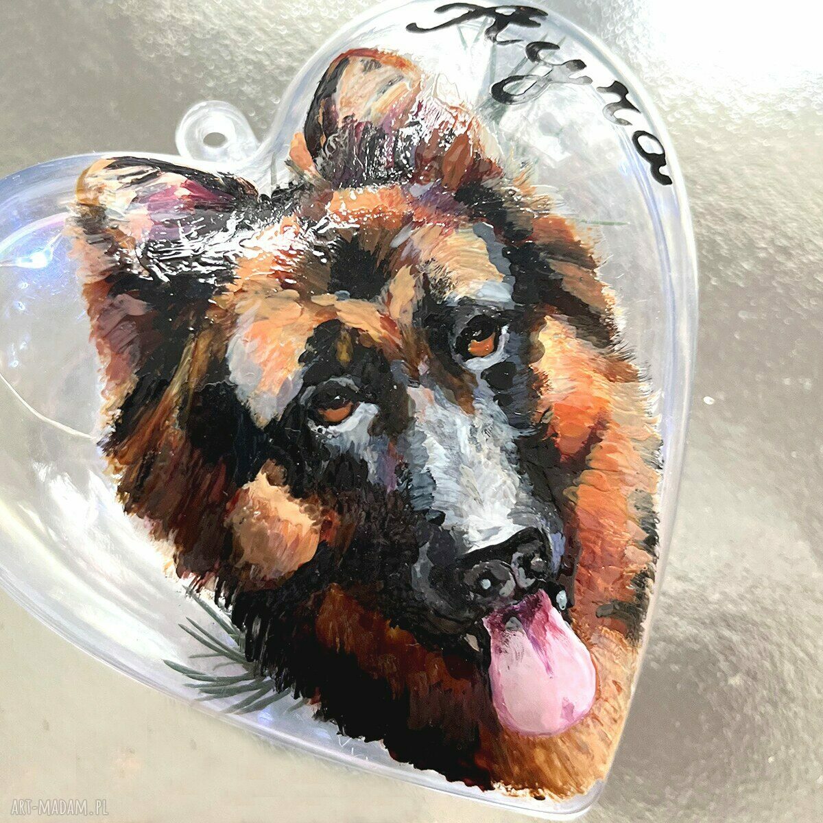 Portret na bombce - personalizowana ozdoba świąteczna 16 cm z akrylu
