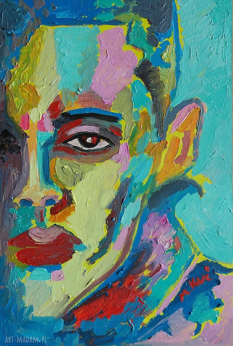 Portret olejny „Podejrzany mężczyzna” - awangardowy obraz do salonu