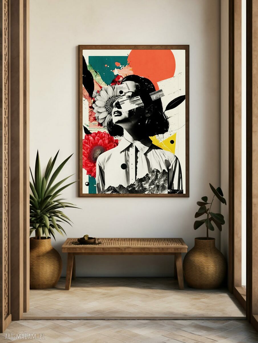 Kolorowy plakat portret kolaż kobiety 50x70 cm