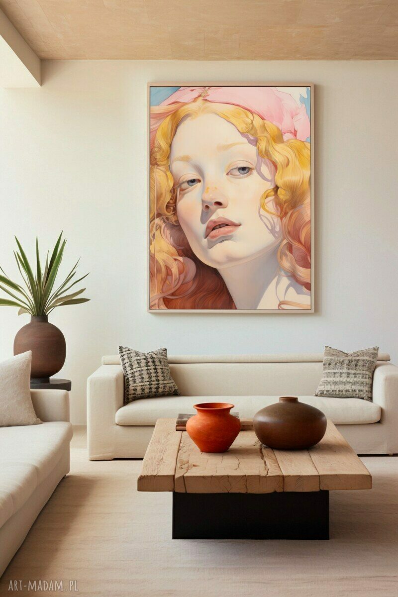 Plakat portret kobieta i dziewczyna w kolorze róż - 40x50 cm