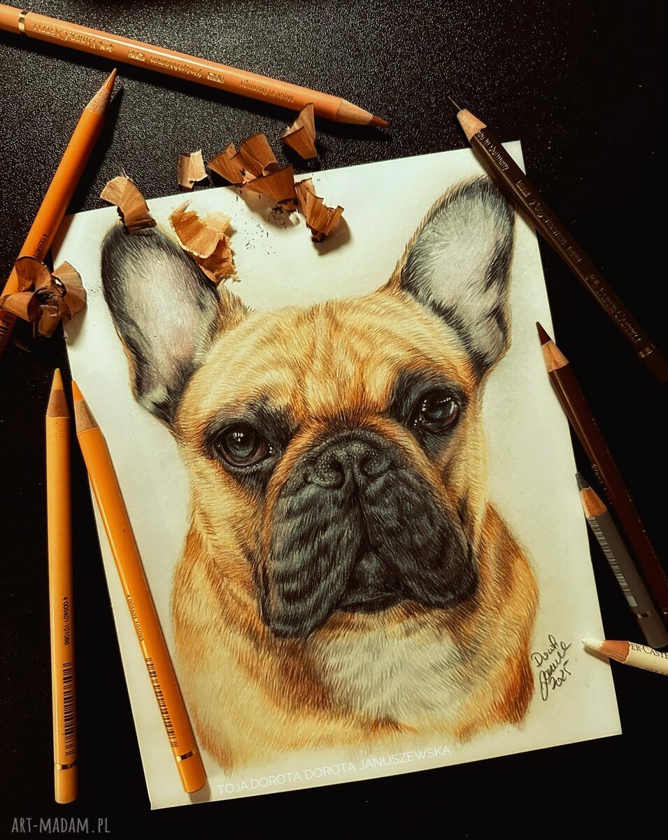 Portret pupila ze zdjęcia na zamówienie - realistyczny rysunek kredkami i ołówkiem