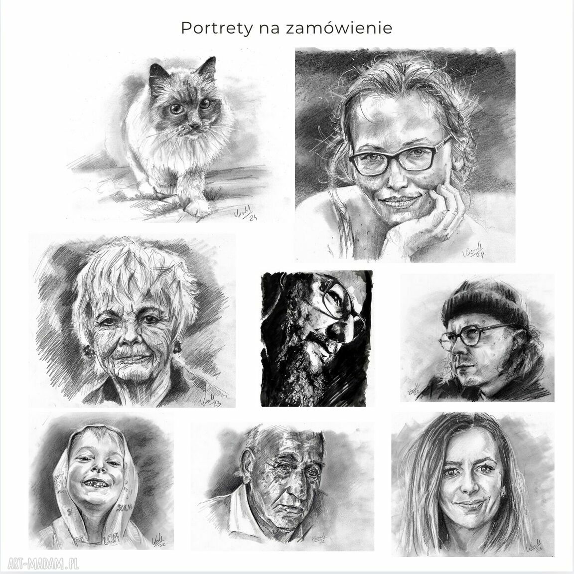 Portret na zamówienie A4 - ręcznie rysowany ze zdjęcia
