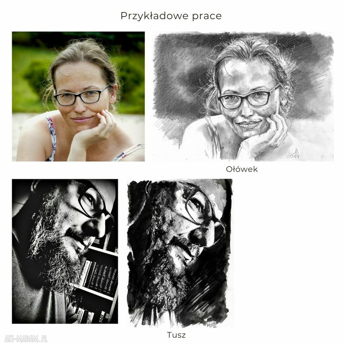 Portret na zamówienie A4 - ręcznie rysowany ze zdjęcia