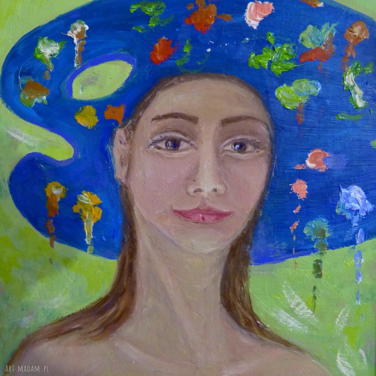 Portret w złotej ramce - obraz olejny artystki Elisabeth