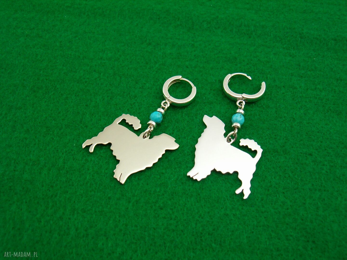Portugalski pies wodny - srebrne kolczyki 925 z kamieniem 4 mm (FRROdesign)