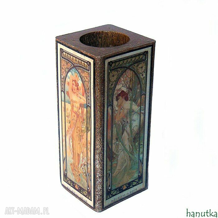 Pory Dnia - świecznik secesyjny Alfonsa Muchy z tealight