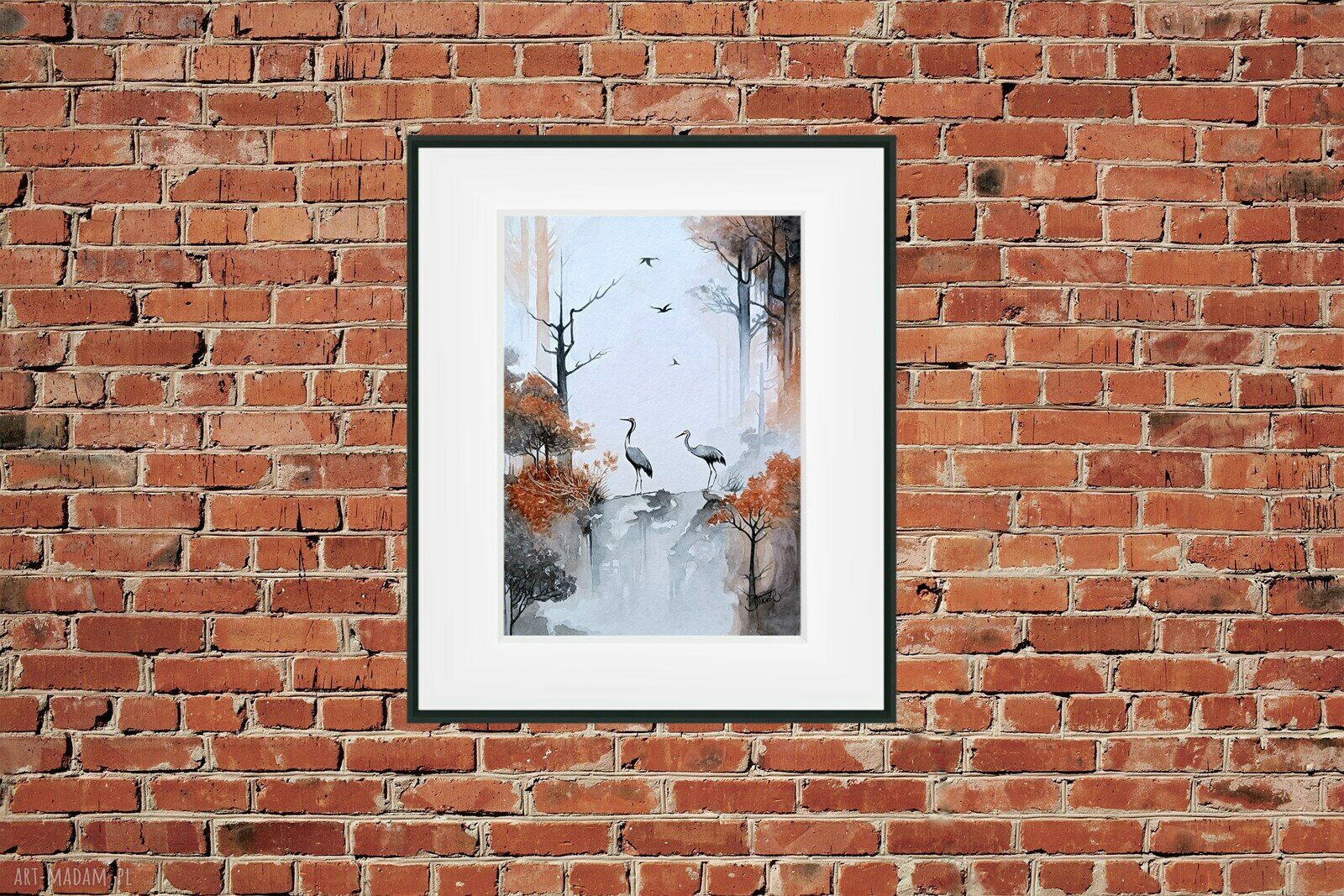 Akwarela „Pośród lotu i ciszy” 24x32 cm - oryginał z żurawiami